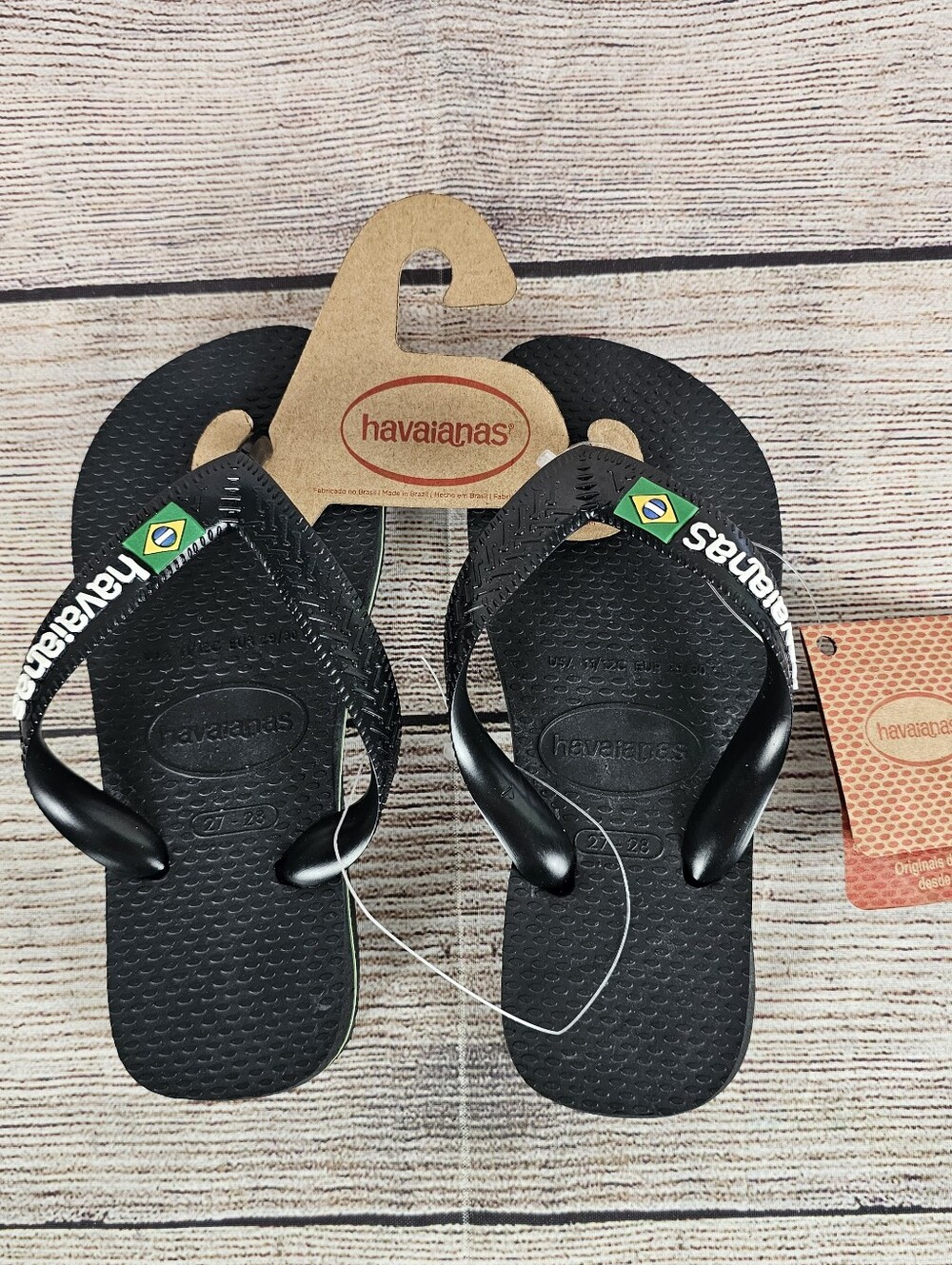 NEW Havaianas Toddlers Brazilian Black Flip Flop Sandals Size 11/12C